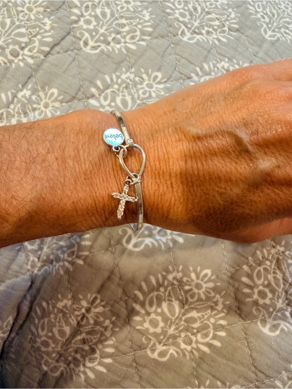 Silver bangle charm bracelet